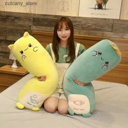 Stuffed Plush Animals Cute Cock Plush Toys Children Long Cat Dinosaur Cloth Doll Room Bed Decor Seping Pillow Birthday Gift L240322