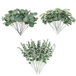 Decorative Flowers Artificial Eucalyptus Leaves Stems 3 Kinds 30 Pcs Mixed Greenery Plants For Home Wedding Vase Bouquet Floral Arrangement