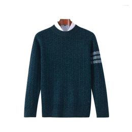 Men's Sweaters 100 Pure Wool Pullover For Autumn And Winter Round Neck Twisted Flower Thickened Fashion Solid Color Beautiful Sweater