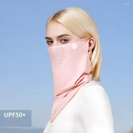 Scarves UV Protection Silk Mask Summer Face Solid Colour Sunscreen Scarf Shield Sun Proof Bib Neck Wrap Cover