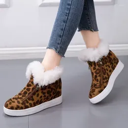 Casual Shoes Daily Low Cut Women Flats Winter Slope With Round Toe Slip On For Leopard Print Leisure