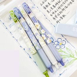 4Pcs/Set Fresh Floral Mechanical Gel Pen Kawaii Flowers Novelty Pens Cute Stationery Korean School Office Supplies Gift