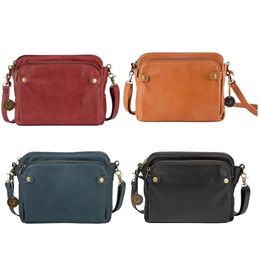 Three Layer Leather Crossbody Shoulder Ladies Zip Satchel Bag PU Purse Handbag Womens y240307