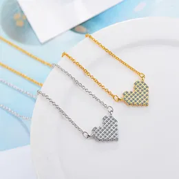 Pendants 925 Sterling Silver Women's LOVE Zircon Heart Necklaces Female Party Fashion Jewellery Accesories Items Jewellery