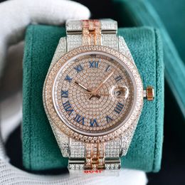 Hand Inlaid 2300 Diamonds Mens Watch 41mm Automatic Mechanical 2824 Movement Watches Sapphire Waterproof Fashion Business WristWatch Montre De Luxe for Men