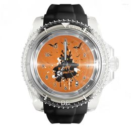Wristwatches Transparent Silicone Black Watch Halloween Bat Watches Men's And Women's Fashion Wrist