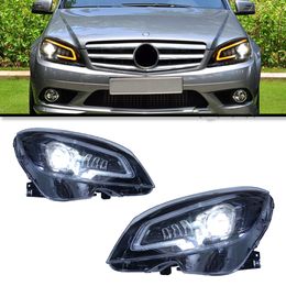 For Benz W204 Headlights 2007-2010 C Class LED Car Lamps Daytime Running Lights Dynamic Turn Signals Car Accessories