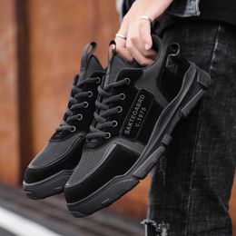 HBP Non-Brand Waterproof And Antiskid Construction Site Work Wear-Resistant Black Board Shoes Leisure Breathable Summer Tide Shoes