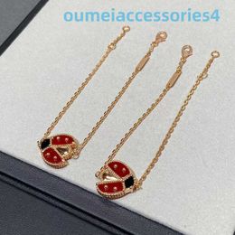 Designer Luxury Brand Jewellery Vanl Cleefl Arpelsbracelet 925 Sterling Silver Bracelet Plated with 18k Rose Gold Precision Seven Star Ladybug Handicraft