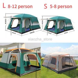 Tents and Shelters 5-8/8-12 Person Camping Double Layer Tent Two Bedrooms Waterproof Big Space Outdoor Tent Nature Hike Tent Camping Travel 240322