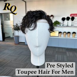 Toupees Toupees PreCut Q6 Toupee For Men Lace & PU Base Human Hair System Unit Toupee For Men Durable Male Hair Prosthesis Men's