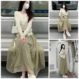 Work Dresses 2024 Women Spring Autumn Suits Long Sleeve Knitted Cardigan Coats Female High Waist A Line Skirt Ladies 2 Piece Set R450