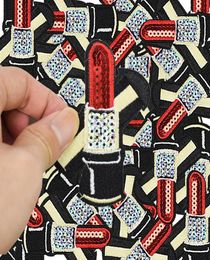 Diy Sequined Lipsticks patches for clothing iron embroidered patch applique iron on patches sewing accessories badge on clothes1757623