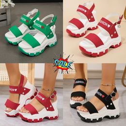 NEW Resistant Women's plus-size sandals with wedge soles, thick heels, round head, open toe letter, one-line buckle GAI Size EUR 35-43