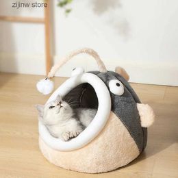 Cat Beds Furniture Warm Cave Cat Bed for Cats Indoor Washable Self-Warming Cat Beds Calming Tent House for Pet Puppies Small Dogs Non Slip Bottom Y240322