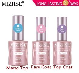 MIZHSE No Wipe Top Base Coat Matte Top Transparent Gel Nail Polish UV LED Nail Primer Builder Fingernail Gel Varnish Lacquer1147850