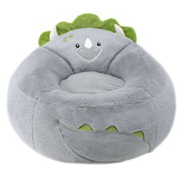 Your Zone Kids Soft Plush Dinosaur Bean Bag Chair, Grey