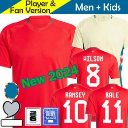 Wales 24 25 Football Jerseys WILSON RAMSEY BALE Euro Cup New 2025 National Team 2024 Soccer Shirts Men Kids Kits Home Red Away Yellow BROOKS JOHNSON