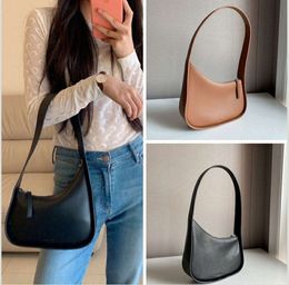 The Row Half Moon Bag Axillary Handbag Smooth Leather Luxury Women Designer Bags Flat Shoulder Strap Curved Zipper Closure Clutch Tote Fashion Underarm Purse3566