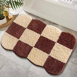 Carpets CODROK Cosy Bath Mats For Bathroom Modern Coffee Plaid Floor Mat Home Indoor Doorway Rug Non Slip Rugs Bathtub