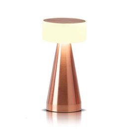 Leroxo Portable LED Cordless Metal Touch Controlled Rechargeable 3-level Brighess Room Decoration Bedside Lamp, Restaurant (rose Gold Desk Lamp -1)