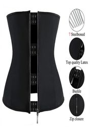 Latex Waist Corset Cincher Slimming Body Shaper With 7 Steel Bones Zipper Hook Closure Double Control Abdomen Tummy Shapewear Fo3199627