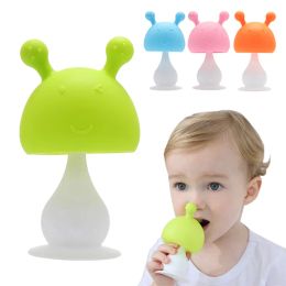 Silicone Baby Teether for Teeth Mushroom Teether Teething Toy Mushroom Baby Rattle Toy Molar Soft Safety Molar Gums Gift ZZ
