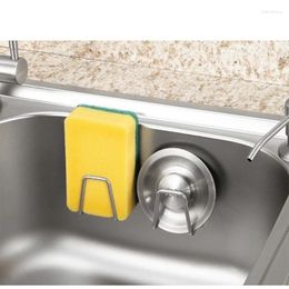 Kitchen Storage 304 Stainless Steel Sink Sponge Holder Self Adhesive Drain Drying Rack Wall Hooks Organizer Accessories