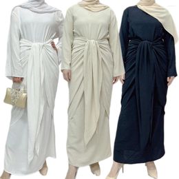 Ethnic Clothing Ramadan Wrap Abaya Muslim African Long Dress Women Plain Ruffle Fashion Hijab Robe Islamic Dubai Turkish Modesty Kaftan