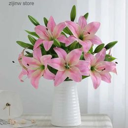 Faux Floral Greenery Artificial Lily Flower Wedding Home Decoration Fake Flowers High Quality Luxury Home Decoration Flower Arrangement Wedding Y240322