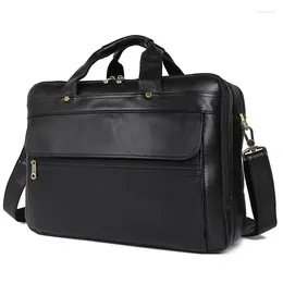 Bag Nesitu Black Grey Coffee Vintage Genuine Leather Briefcase 15.6'' Laptop Men Messenger Bags Business Travel M7146