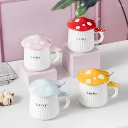 Mugs Ceramic Mug With Lid Creative Personalized Mushroom Water Cups Household Office Coffee Cup Kitchen Drinkware Birthday Gifts