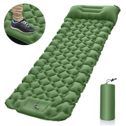 Mat Outdoor Camping Sleeping Pad Inflatable Mattress with Pillows Ultralight Air Mat Builtin Inflator Pump Travel Hiking Portable