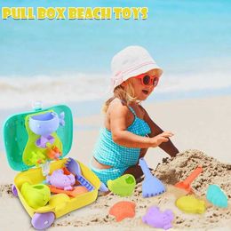 Sand Play Water Fun Children Mini Portable Beach Sand Toy Set With Trolley Case Summer Outdoor Games Beach Toys Gift For Kids Toddlers Boys Girls 240321