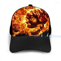 Ball Caps Fashion Ghost Rider Fire Basketball Cap Men Women Graphic Print Black Unisex Adult Hat