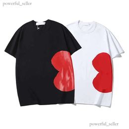 Play Designer Men's T Shirts Heart Badge Brand Fashion Women's Short Sleeve Cotton Top POLO Shirt Clothing 348