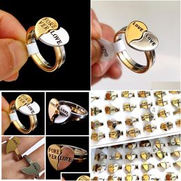 Band Rings 24 Sets Women Ring Stainless Steel Wholesale Jewelry Party Gift Quality Mix Love Couples Brand New Drop Delivery Dhgarden Dha4D