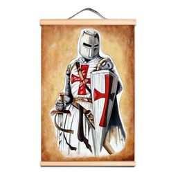 Decorate Your Room with This Knights Templar Canvas Scroll Painting - Vintage Mediaeval Crusader Warrior Art Poster Wall Chart AB10