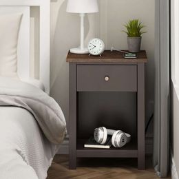 Choochoo Charging Station, Wooden Bedside Table with Drawers and Bedroom Storage Space, Espresso