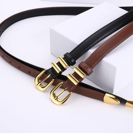 Top quality thin designer belts leather mens womens vintage belt plated gold square round buckle waistbands womens luxury belt trendy fa0108 E4