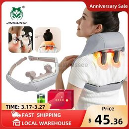 Massaging Neck Pillowws Newest Wireless Neck Massager Kneading Cervical Spine Massage Shawl Trapezius Muscle Heating Rechargeable Protable Health Gift 240322
