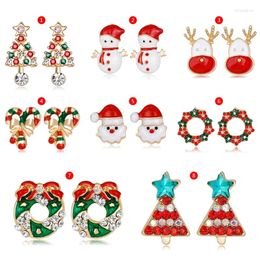 Stud Earrings Santa Christmas Ear Tree Posts Gift For Girl Friend