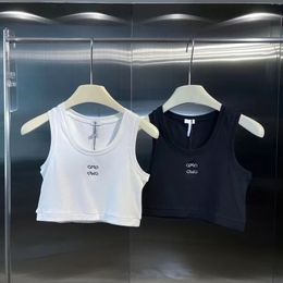 tank top loewe top women Embroidery Logo loewe top Tank Summer Short Slim Navel exposed outfit Elastic Sports Knitted 22