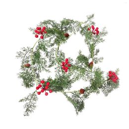 Decorative Flowers Artificial Red Berry Rattan Vine Christmas Hanging Wreath Pendant Xmas Year Party Home Wall Decoration