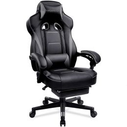 LUCKRACER with Footrest Office Desk Ergonomic Gaming Chair PU Leather High Back Adjustable Swivel Lumbar Support Racing Style E-sports Gamer Chairs by GTRACING