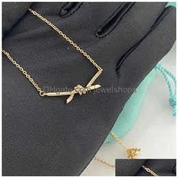 Pendant Necklaces Butterfly Knot Diamond Necklace Trendy Titanium Steel Clavicle Chain Drop Delivery Jewellery Pendants Dhfpa