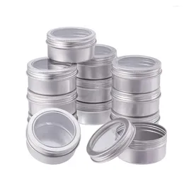 Storage Bottles 2.7 OZ Metal Tin Round Aluminium Jars Screw Lid Containers With Clear Window For Store Spices Candies Tea Or Gift Giving