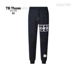 Trendy Tb Thonn Double-sided Jacquard Heavyweight Bodyguard Pants for Men and Womens Dropped Qianniao Plaid Casual Sports
