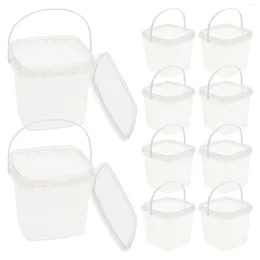 Flatware Sets 10 Pcs Milk Tea Bucket Takeout Containers Popcorn Clear Ice Cream Pp Storage Drink