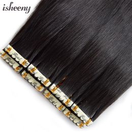 Extensions Isheeny 12"26" Mini Tape Hair Extensions Human Hair 40pcs Invisible Skin Weft Tape Extension Natural Colour Real Human Hair